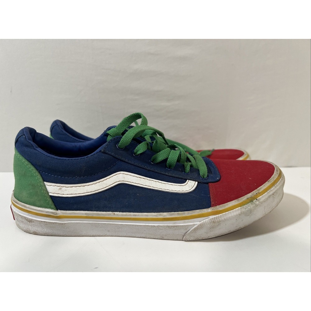 Vans Old Skool Colorblock Sneakers Size 6.5 Youth Blue Green Yellow Retro